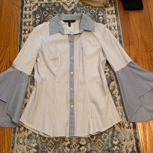 Button up, bell-sleeve blouse. WHBM